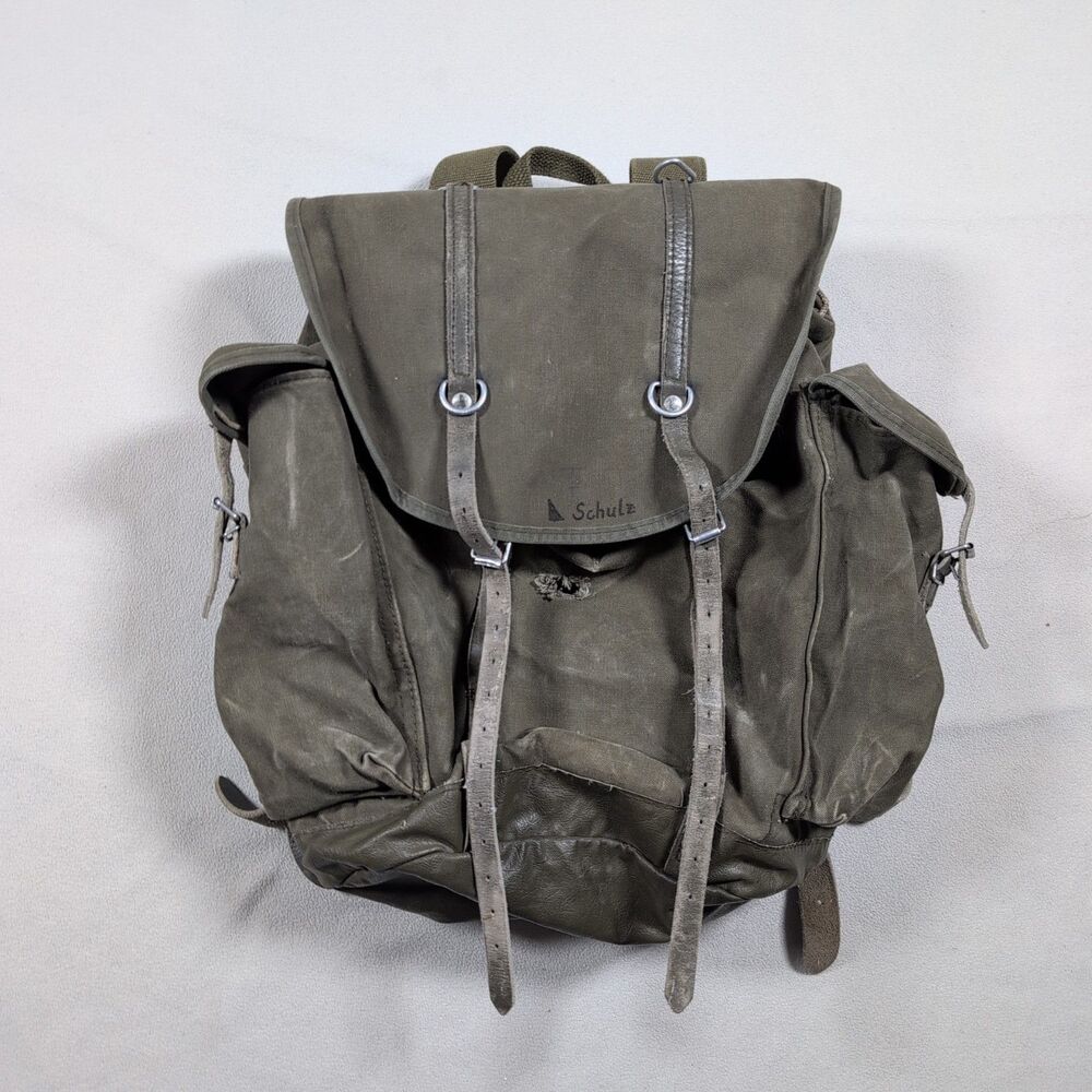 Vtg 80's Deuter Augsburg Backpack Field Bag German Military Alpine Hike Rucksack